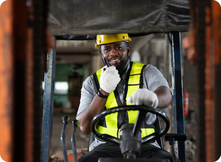 male-worker-driving-forklift-truck Male worker driving forklift truck